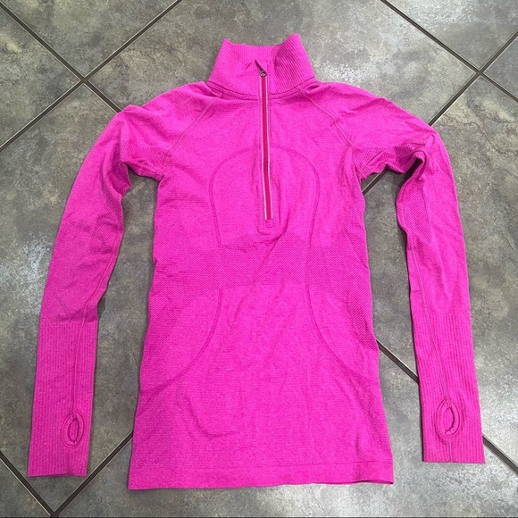 Lululemon Sz 4 Women Pullover Run Swiftly Tech 1/2 Zip High Neck Magenta Gorpcor - Picture 5 of 9